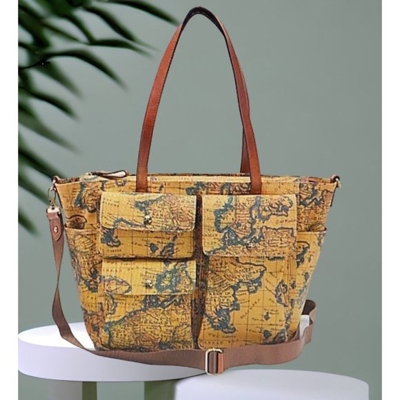 Patricia Nash Handbags - Patricia Nash Large European Map Leather Trim Luggage Tote NWT